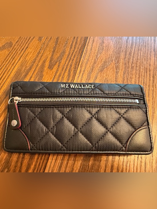 MZ Wallace Handbags - MZ Wallace Quilted Black Wallet with Exterior Flap Pocket